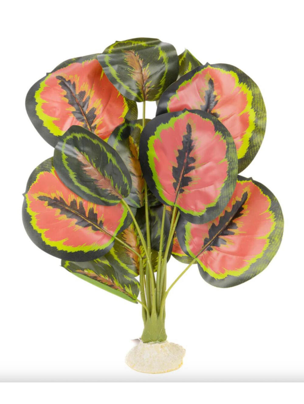 (RGB4) Aquaglobe 20" Red Calathea Silk Plant Aquarium Terrarium Decor NWT